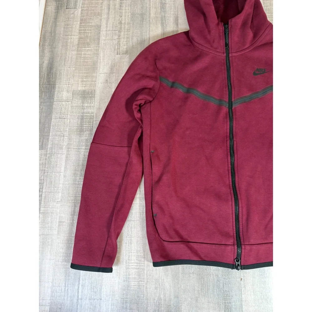 Nike Tech Fleece Full Zip Hoodie Jacket Burgundy Maroon CU4489-638 Mens Medium